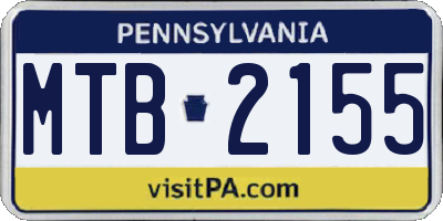 PA license plate MTB2155