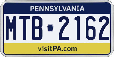 PA license plate MTB2162