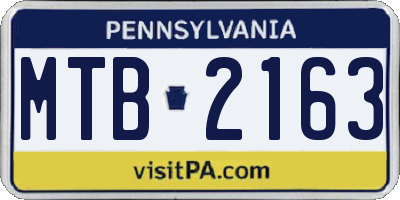 PA license plate MTB2163