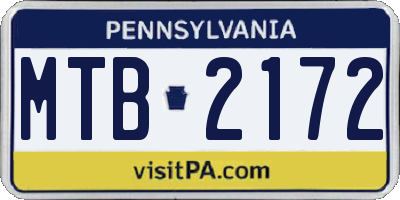 PA license plate MTB2172