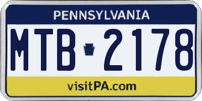 PA license plate MTB2178
