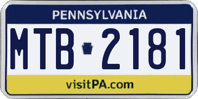 PA license plate MTB2181