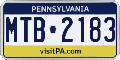 PA license plate MTB2183