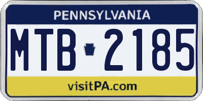 PA license plate MTB2185