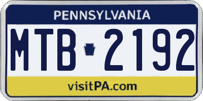 PA license plate MTB2192
