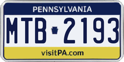 PA license plate MTB2193