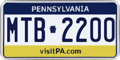 PA license plate MTB2200