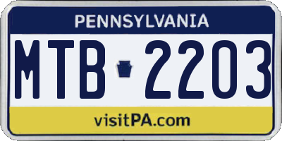 PA license plate MTB2203