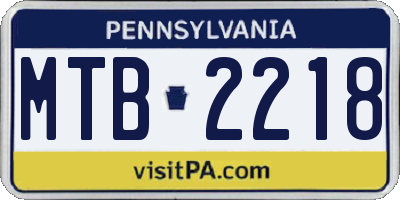 PA license plate MTB2218