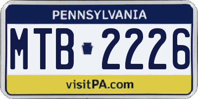 PA license plate MTB2226
