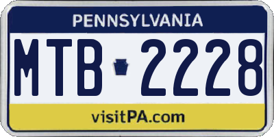PA license plate MTB2228