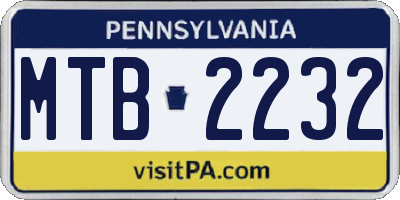 PA license plate MTB2232