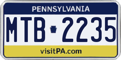 PA license plate MTB2235