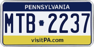 PA license plate MTB2237
