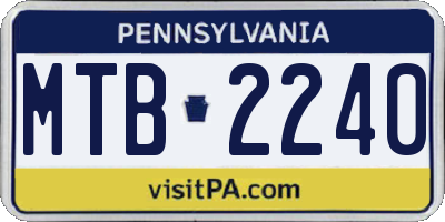 PA license plate MTB2240