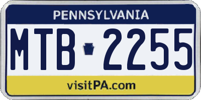 PA license plate MTB2255