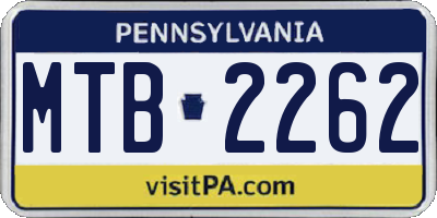 PA license plate MTB2262
