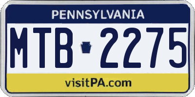 PA license plate MTB2275