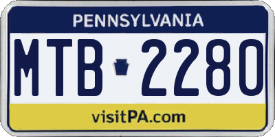 PA license plate MTB2280