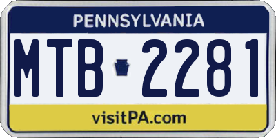 PA license plate MTB2281