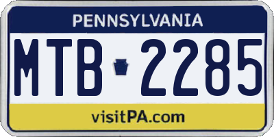 PA license plate MTB2285