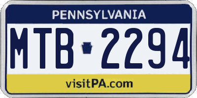PA license plate MTB2294