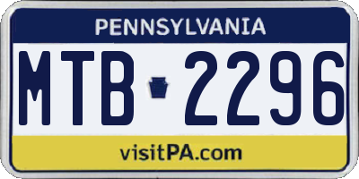 PA license plate MTB2296