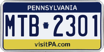 PA license plate MTB2301
