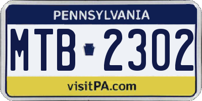 PA license plate MTB2302