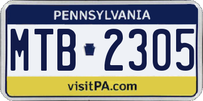 PA license plate MTB2305