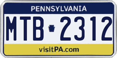 PA license plate MTB2312