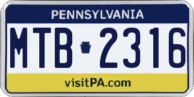 PA license plate MTB2316