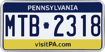 PA license plate MTB2318