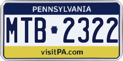 PA license plate MTB2322