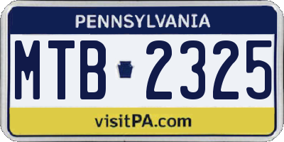 PA license plate MTB2325