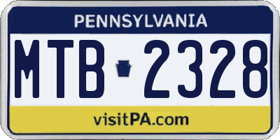 PA license plate MTB2328
