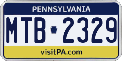 PA license plate MTB2329