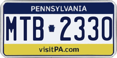 PA license plate MTB2330