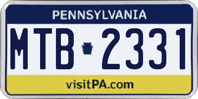 PA license plate MTB2331