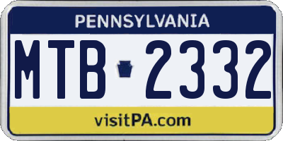 PA license plate MTB2332