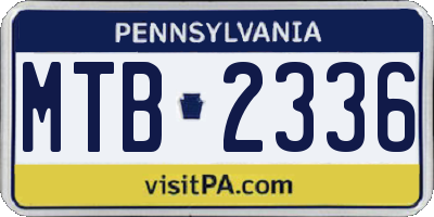 PA license plate MTB2336