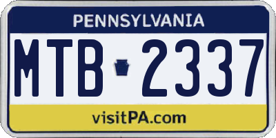 PA license plate MTB2337