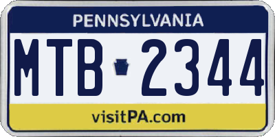 PA license plate MTB2344