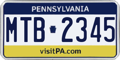 PA license plate MTB2345