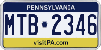 PA license plate MTB2346