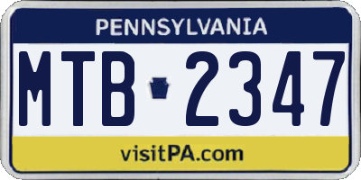 PA license plate MTB2347