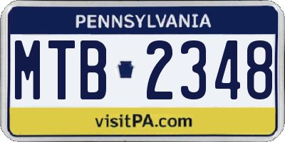 PA license plate MTB2348