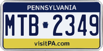 PA license plate MTB2349
