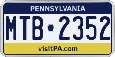 PA license plate MTB2352