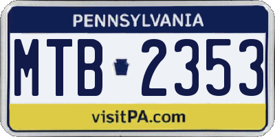 PA license plate MTB2353